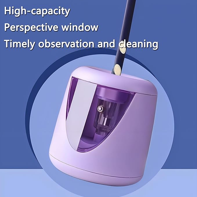 FASTSHARP Electric Pencil Sharpener, 3-5 Seconds Auto Stop, [Dual Power AC Power Cord & Battery] for Classroom & Home, Professional Heavy Duty for Colored, No.2, Art Pencils (6-9mm), Purple