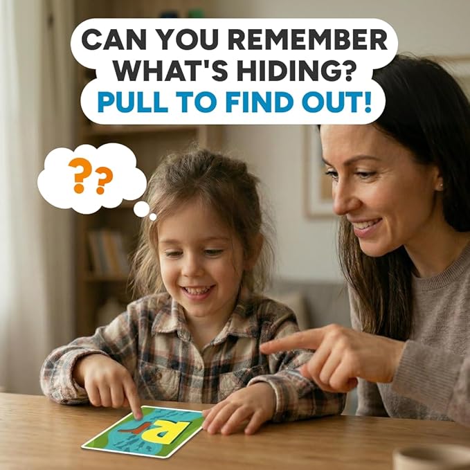 Kidrox Squad Alphabet Flashcards for Kids – 26 Slide-Reveal Cards in English & Spanish | Magic Pull-Tab Bilingual Learning Game for Toddlers & Preschoolers Age 3+