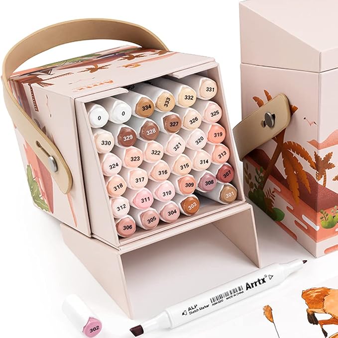 Arrtx 36 Colors Skin Tone Markers, ALP Dual Tips Alcohol Marker Pen Perfect for Coloring, Portrait Design, Comic, Anime, Illustration, Card Marking Christmas Gifts