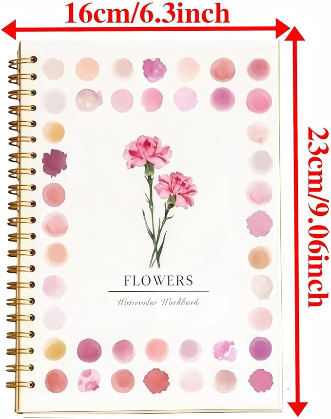 Watercolor Workbook - Coloring Book Beginner Friendly Painting Kit, Watercolor Workbooks for Adults with 24 Colors Paint, Exploration Gift for Adults Teens (Flowers)