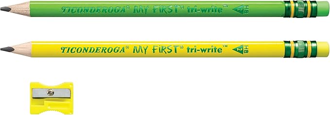 Ticonderoga My First Tri-Write Wood-Cased Pencils, Neon Assorted, 2 Count