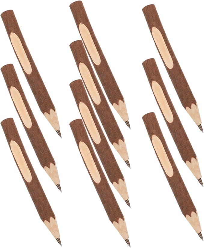 Baluue Natural Wood Ballpoint Pens 13cm Small Tree Bark Writing Pens 10pcs Biodegradable Multi-function for Daily Home and Office Use