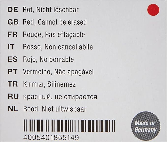 Faber-Castell 185514 Standard Ink Cartridges Pack of 6 Red
