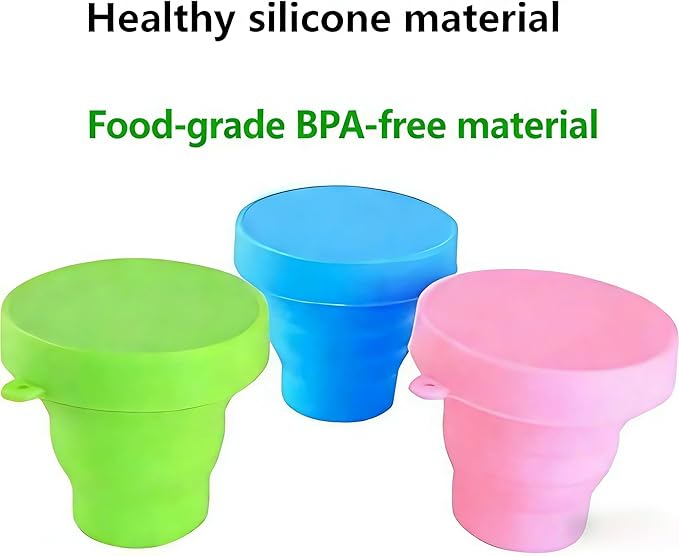 3-Pack Colorful Folding Silicone Cup Travel Cup Camping Cup