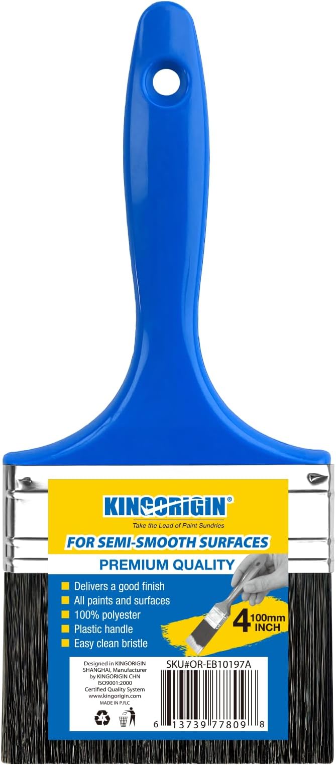 King Origin 4 Inch Paint Brush, 1-Pack, Wide Paint Brush for Painting Walls & Large Surfaces, Stain Brush, Painting Brush