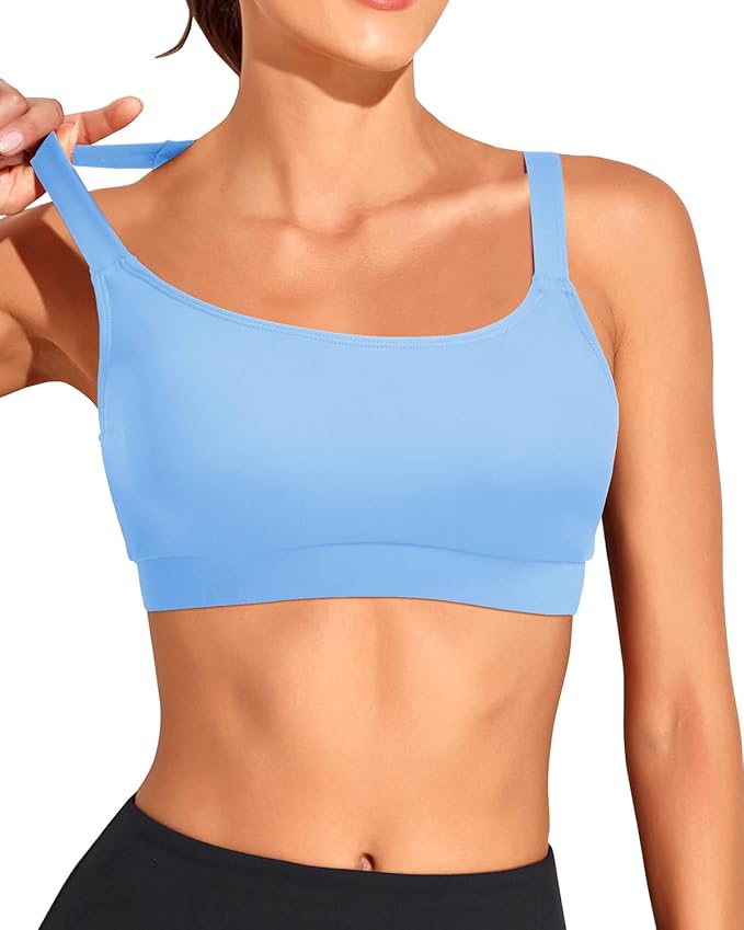 Tempt Me Women Sports Bra Bikini Tops Scoop Neck Bathing Suits Top Padded Swim Crop Tops Only