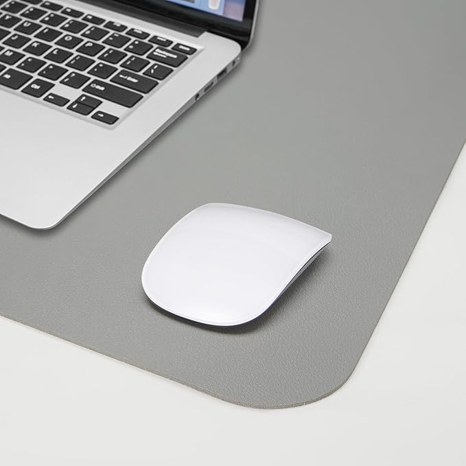 AFIING Cork Desk Mat 35.4" x 17", Dual-Sided Natural Cork & PU Leather Desk Pad, Non-Slip Waterproof Large Mouse Pad for Office, Home & Gaming, Light Grey