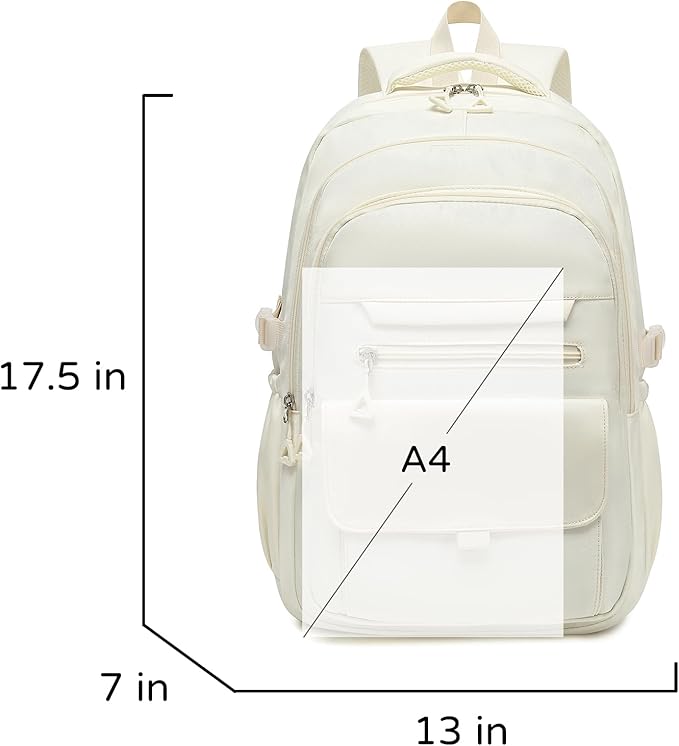 Phaoullzon Girls School Backpack for Boys, College Aesthetic Laptop Teen Bookbag for Travel,Beige