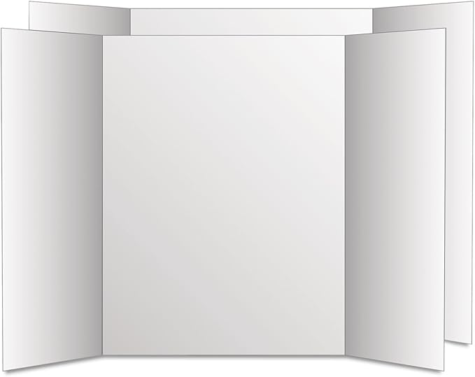 Eco Brites 27136 Too Cool Tri-Fold Poster Board, 28 x 40, White/White, 12/Carton
