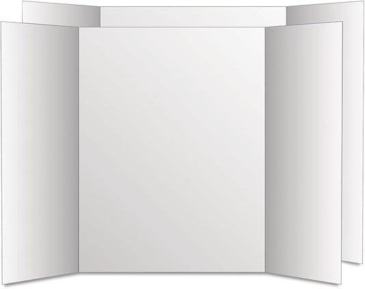 Eco Brites 27136 Too Cool Tri-Fold Poster Board, 28 x 40, White/White, 12/Carton