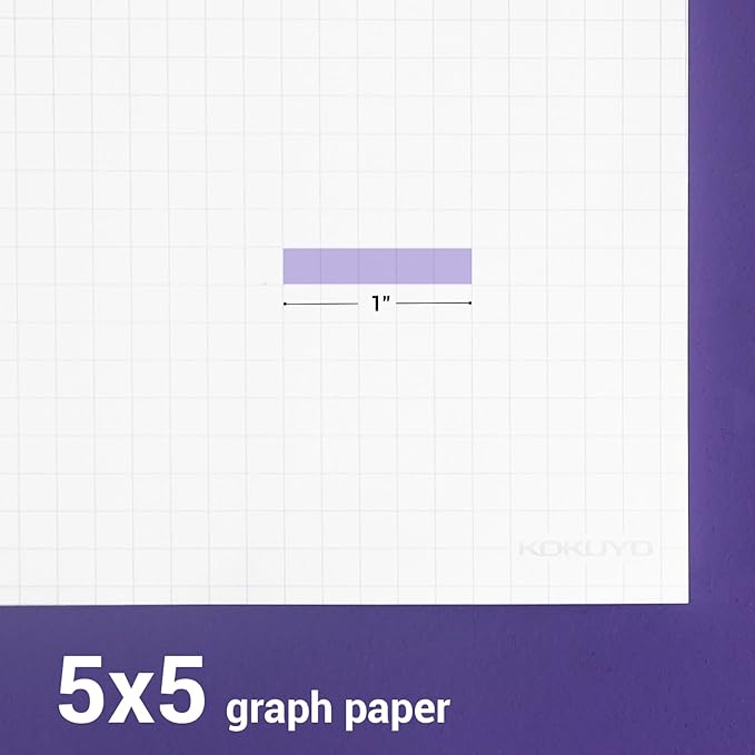 KOKUYO 5x5 Graph Paper, Loose Leaf Paper 8.25"x11", 100 Sheets, Smooth Writing Surface, Bleed Resistant Filler Paper for Math, Engineering, Art Projects. Japan Import (WSG-NO-887G2)