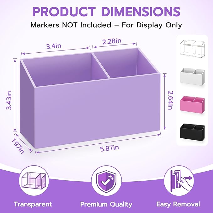 MR.MATE Magnetic Pen Holder, Magnetic Dry Erase Marker Holder for Whiteboard, Non-Slip Pencil Cup Holders for Fridge, Magnet Locker Organizer for Office Classroom Desk Accessories (Purple)