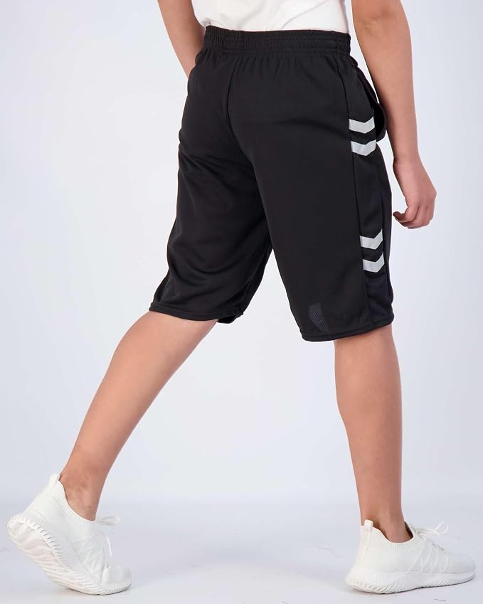 Real Essentials 5 Pack: Boys' Mesh Basketball Athletic Shorts with Pockets – Teen Kids Youth Quick Dry Soccer Running Gym