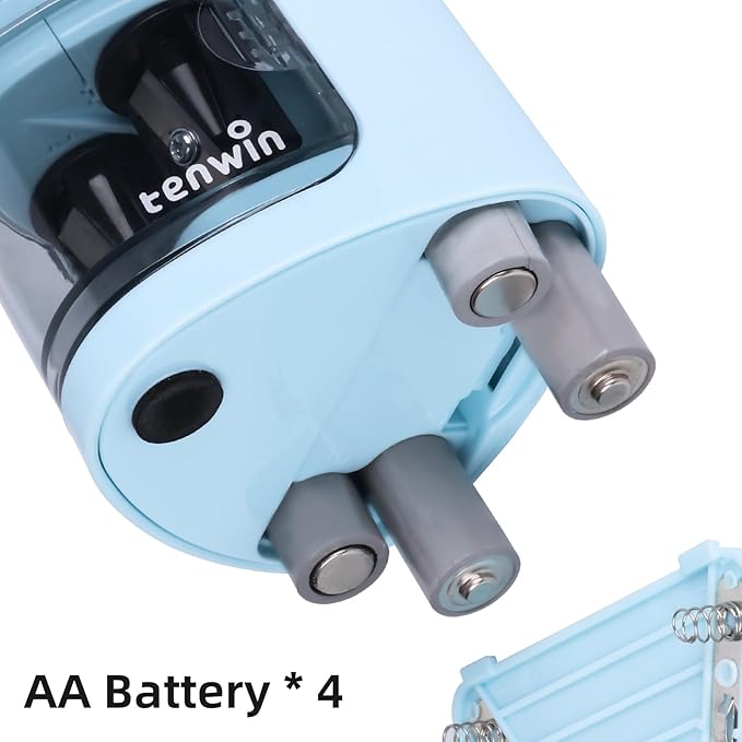 tenwin Electric Pencil Sharpener for Colored Pencils, Battery Operated Pencil Sharpeners for No.2 and 6-12mm Pencils, Dual Hole for Office School Artists Adults Kids Use（Blue）