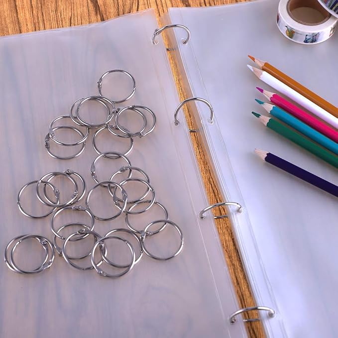 Antner 1.2 Inch Loose Leaf Binder Rings, 50 Pack Nickel Plated Small Metal Office Book Rings Keychain Keyrings for Paper, Index Cards, Flashcards, Scrapbooks, Home and Office Documents Organization