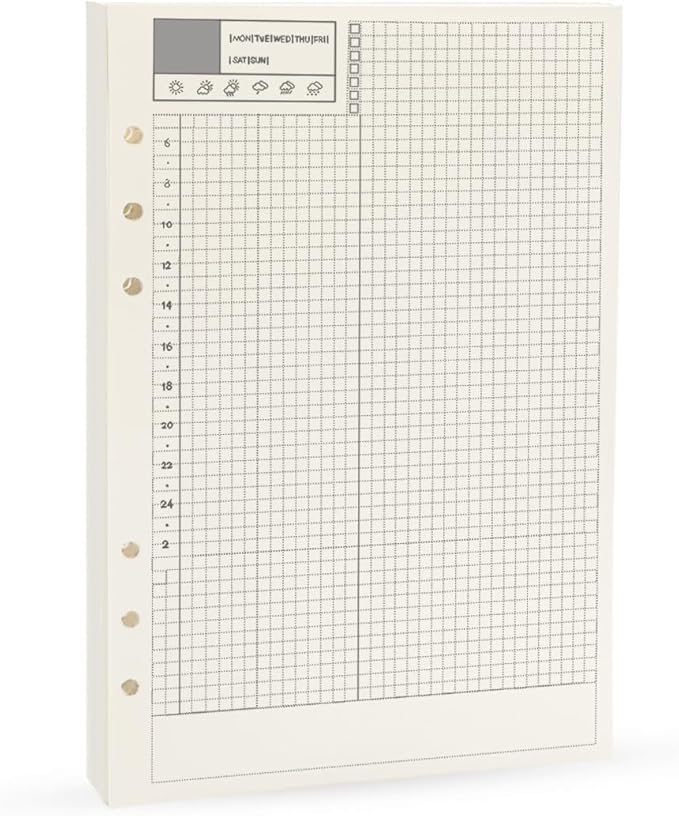 Harphia A5 Daily Planner Refills, 6 Ring Binder Inserts Inner Page, Diary Refills for A5 Spiral Notebook, for Filofax Gucci LV Agenda Planner Binder(5.59 x 8.27'',Daily)