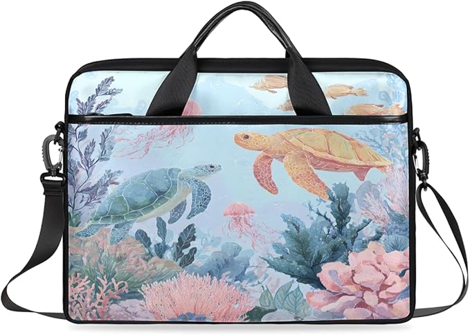 Sea Turtle Coral Laptop Sleeve Case for 13-15 inch Computer Bag Protective Laptop Handle Bag for Women Men