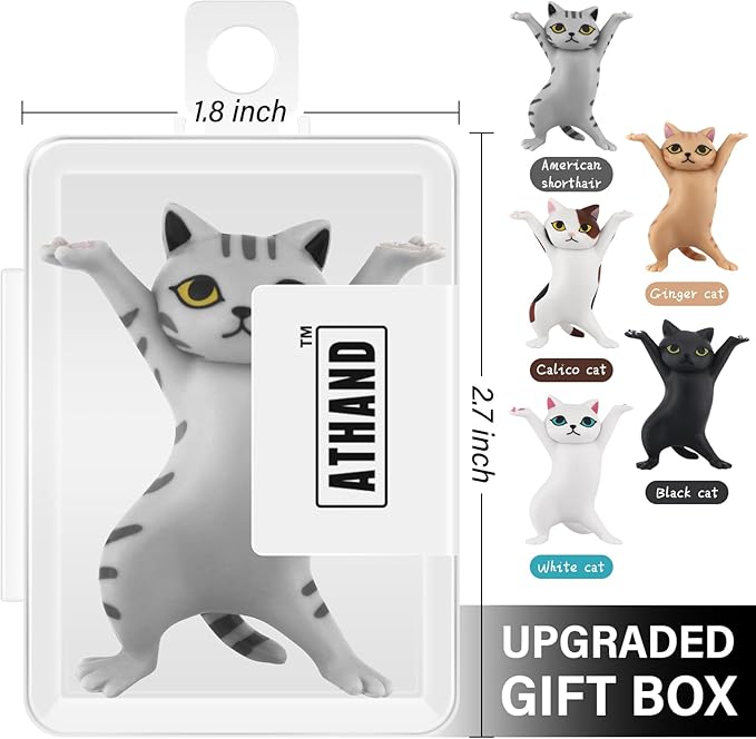 ATHAND Dancing Cats Pen Holder For Desk, Cat Pencil Holder, Cute Cat Figures, Interesting Cat Gifts for Cat Lovers,Home Decoration Ornaments, Funny Desk Decor (Gray)