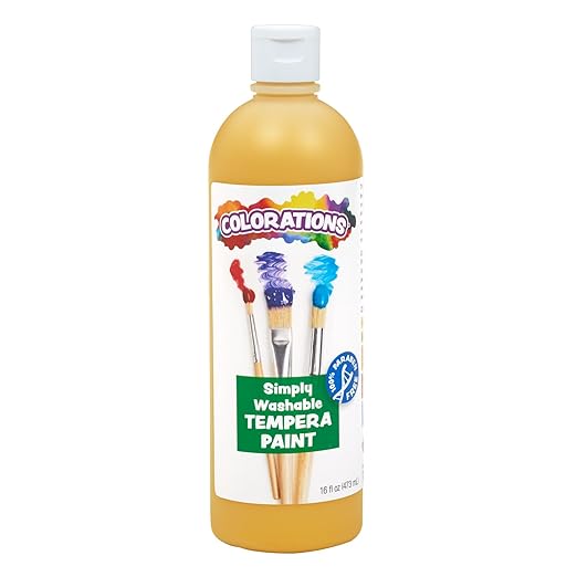 Colorations Washable Tempera Paint, 16 fl oz, Gold, Non Toxic, Vibrant, Bold, Kids Paint, Craft, Hobby, Fun, Art Supplies