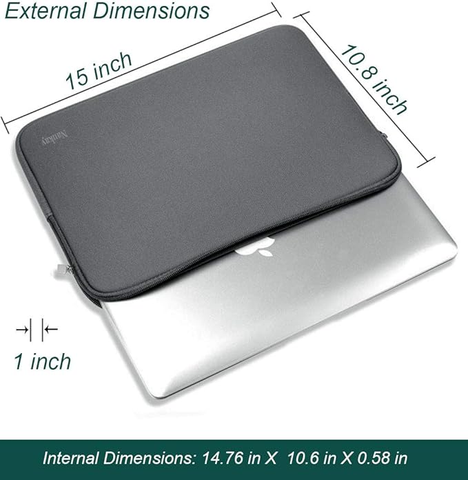 Laptop Sleeve Bag 15.6 Inch,Resistant Neoprene Laptop Sleeve/Notebook Computer Pocket Case/Tablet Briefcase Carrying Bag fit for Computer Notebook MacBook- (Grey)