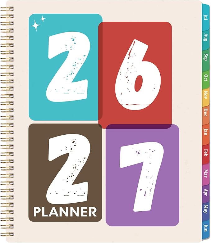 Planner 2026-2027 - Academic Planner, Jul. 2026 - Jun. 2027, 9" X 11", 2026-2027 Planners Weekly and Monthly, Calendar Planners with Colorful Monthly Tabs, Twin-Wire Binding, Holidays, Back Pocket