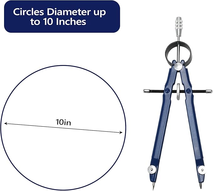 Compass for Geometry, Metal Compass with Extra Refills Compass Drawing Tool for Students Drafting Compass Back to School Supplies (Blue 1pc)