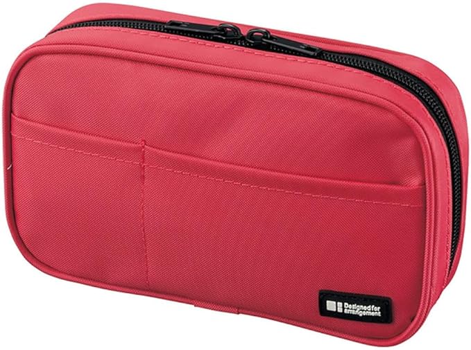 LIHIT LAB Zipper Pen Case, 7.9 × 2 × 4.7 Inches, Coral (A7551-103)