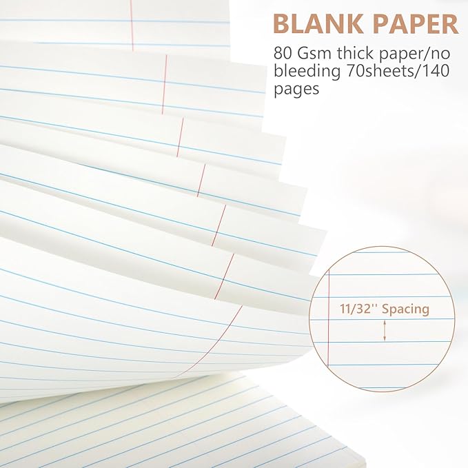 Resurhang 6 Pack 8.5 x 11'' Top Bound Office Steno Book Wide Ruled Double Sided Spiral Notebooks Reliable White Paper 70 Sheets/Pad Pastel Colors Covers for Writing School Notes(Hot Stamping)
