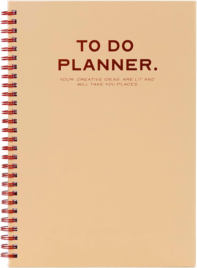 Undated Daily Planner, Spiral To Do Planner with Habit Tracker and Gratitude Journal, Hardcover Productivity Planner, 6.9 x 9.8 Inches, 120 Pages, 100 GSM Paper, Natural Beige