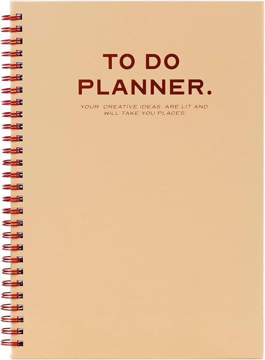 Undated Daily Planner, Spiral To Do Planner with Habit Tracker and Gratitude Journal, Hardcover Productivity Planner, 6.9 x 9.8 Inches, 120 Pages, 100 GSM Paper, Natural Beige
