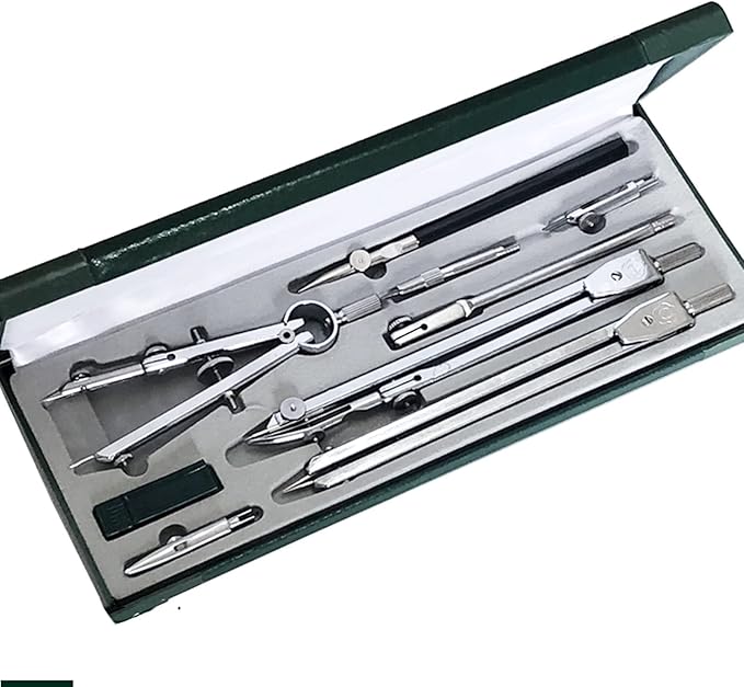 AMONG Drafting Kits Drawing Compass Tool Set, Set of 9 Student Supplies for Woodworking, Engineering Drawing Tools Math Set Geometry Tool Set