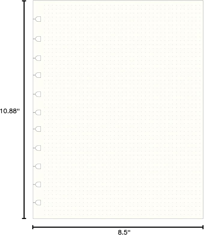 Filofax Notebooks Letter Dotted Journal Refill, Moveable, 10 7/8 X 8 1/2, 32 Cream Sheets Fits Refillable Letter Journals (B112016U)