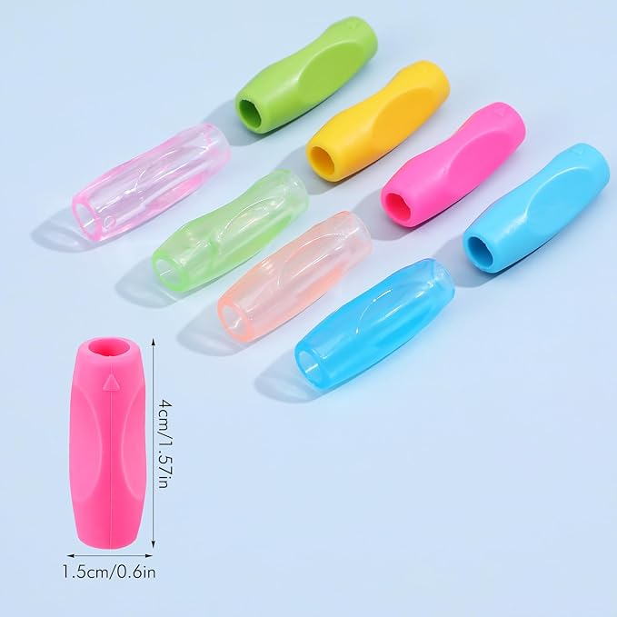16 Pcs Silicone Pen Grips Set, Soft Ergonomic Pencil Grippers, Flexible Pure Color Ambidextrous Writing Aid for Adults Handwriting Drawing Stylus (1.6inch)