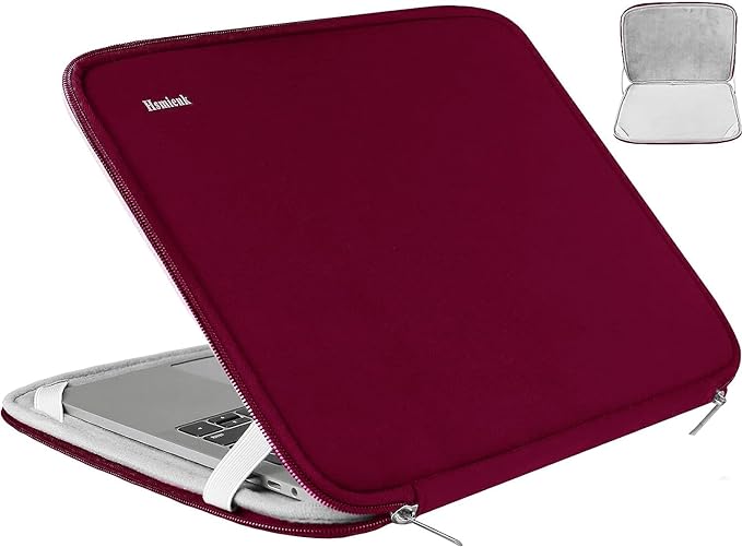 14 inch Laptop Sleeve, Upgrade Shockproof Protective Computer Cover Flip Case Briefcase Carrying Bag Compatible with 14" HP, Lenovo, Asus, Acer, Notebook, Chromebook Computer, Red