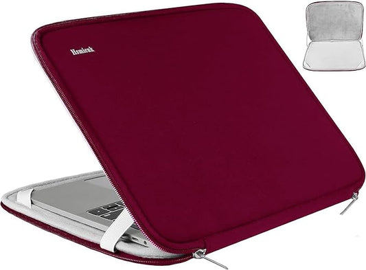 14 inch Laptop Sleeve, Upgrade Shockproof Protective Computer Cover Flip Case Briefcase Carrying Bag Compatible with 14" HP, Lenovo, Asus, Acer, Notebook, Chromebook Computer, Red