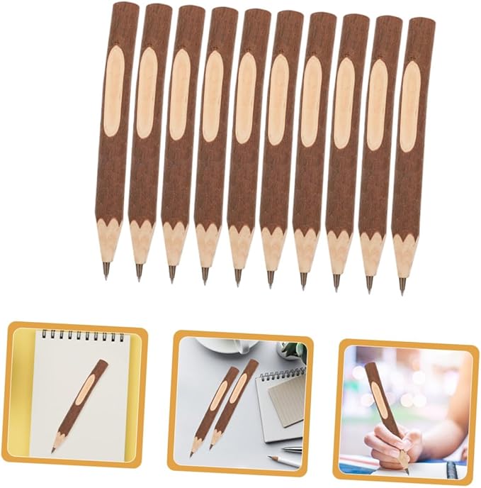 PRETYZOOM Wood Ballpoint Pens 10pcs 17cm Natural Biodegradable Tree Branch Multi-function Writing Pens with Comfortable Grip for Office School Daily Use