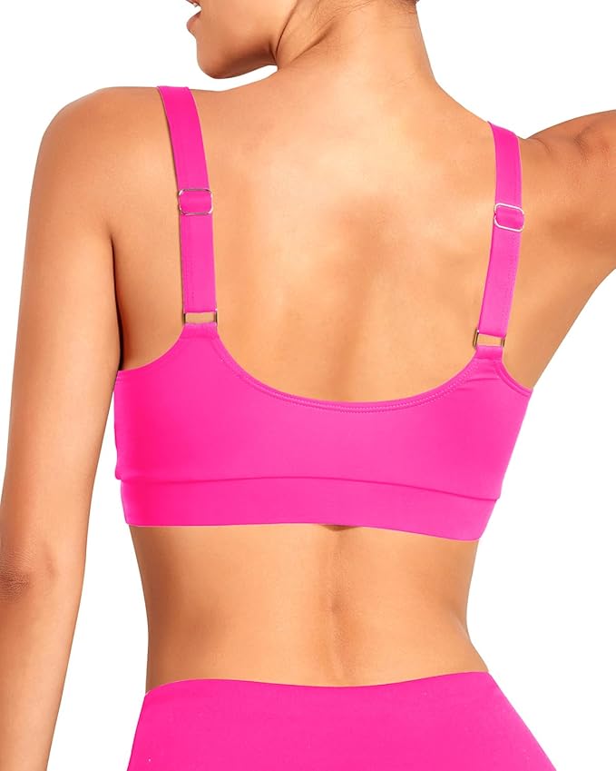 Tempt Me Women Sports Bra Bikini Tops Scoop Neck Bathing Suits Top Padded Swim Crop Tops Only