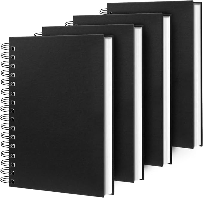 Lined Spiral Notebook B5 Hardcover Black Journal 100GSM 7x10