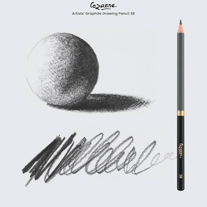 Cezanne Graphite Drawing Pencils Set - 3B, Set of 12 Break-Resistant Graphite Lead, Easy-to-Sharpen Sketch Pencils, Master Artist Quality Graphite Pencils for Technical and Artistic Drawing