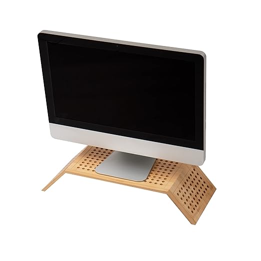 Mind Reader Monitor Stand, Ventilated Laptop Riser, Desktop Organizer, Office, Rayon from Bamboo, 20.75" L x 9" W x 4" H, Brown