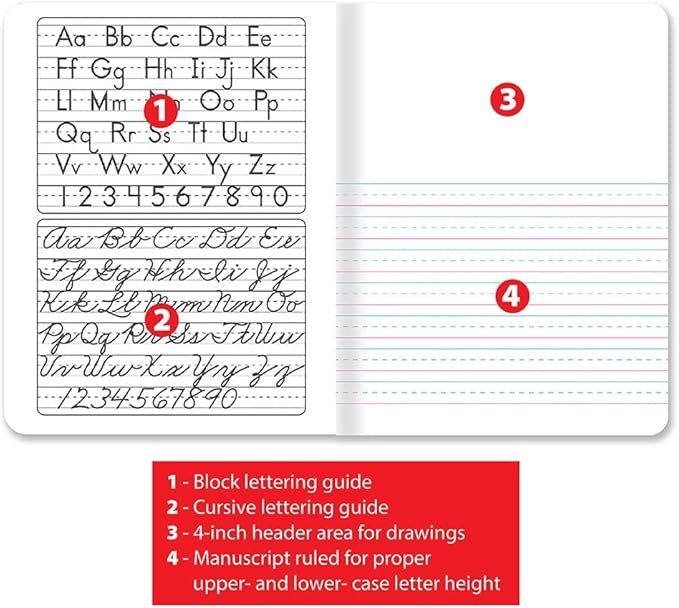 Better Office Products Primary Journal, Hardcover, Primary Composition Book Notebook - Grades K-2, 100 Sheet, One Subject, 9.75" x 7.5", Blue Cover-6 Pack