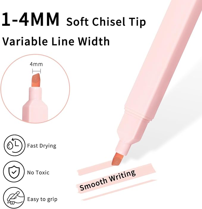 Vitoler Aesthetic Highlighters & Black Gel Pens 12 Pack,No Bleed | Fast Drying Pens for Teacher Nurse Bible Journaling Planner Mothers Day Gifts