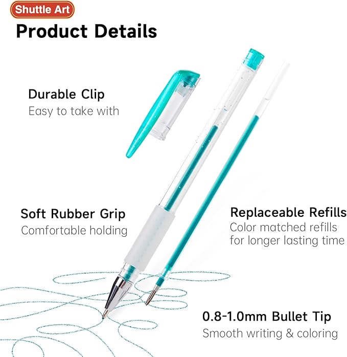 Shuttle Art 160 Pack Glitter Gel Pens, 80 Colors Glitter Gel Pens Set with 80 Refills for Adults Coloring Books Drawing Crafts Scrapbooking Journaling