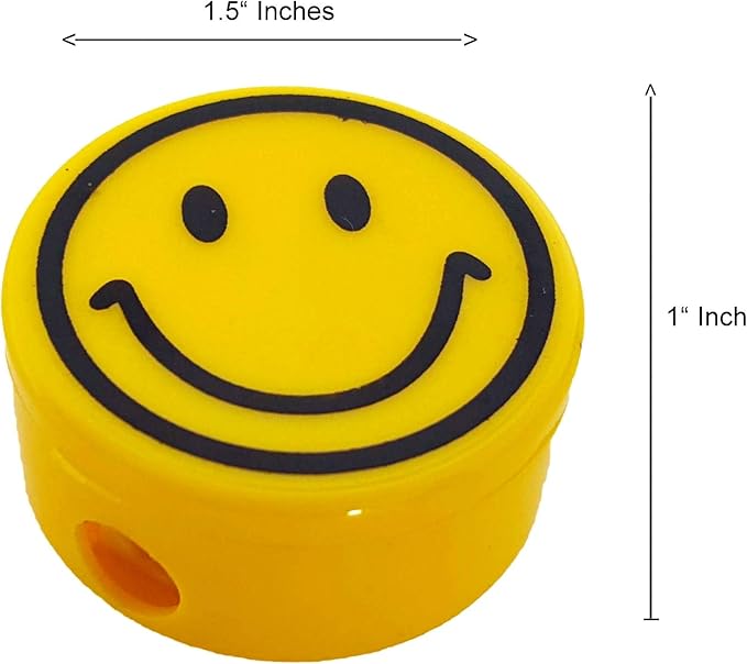 Pencil Sharpeners for Kids with Removable Neon Colored Lids (48 Pack - Smile FACE)