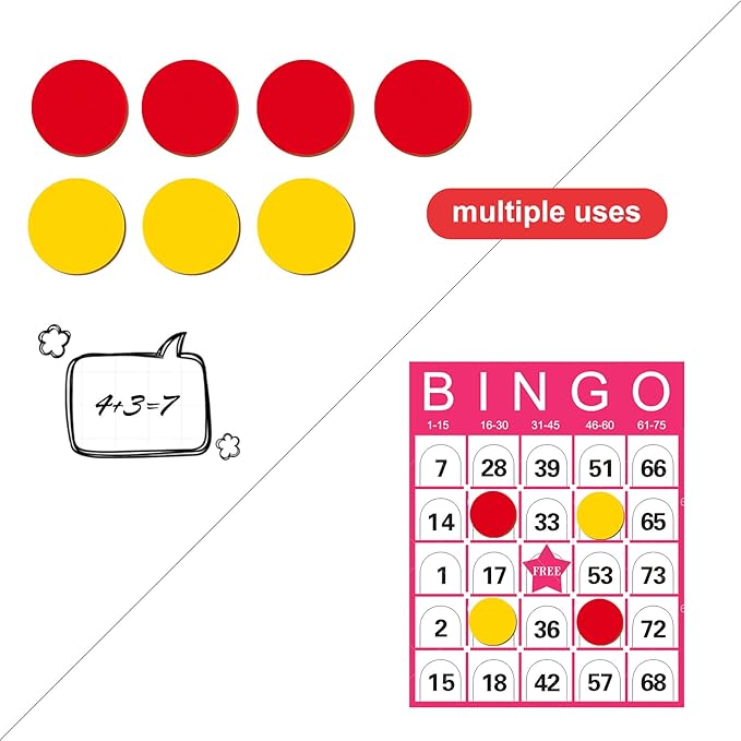 Round Math Counters,Plastic Two Color Counter Yellow Red 200 PCS, Educational Toys to Help Kids Learn