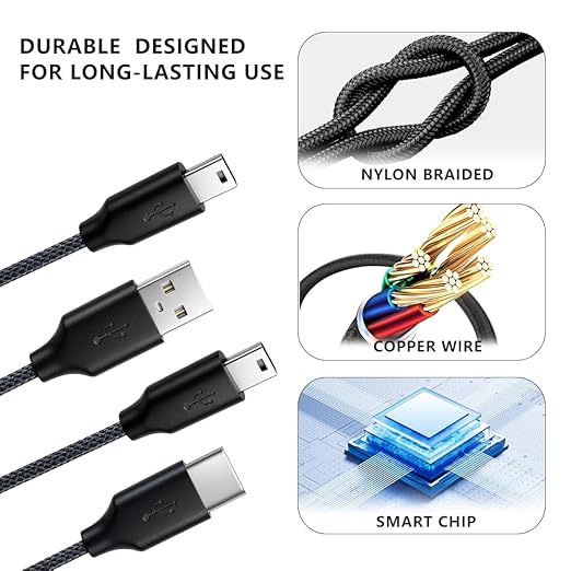 【2-Pack USB & USB C Braided Power and Data Cables】, Compatible with TI-84 Plus CE, TI-84 Plus C Silver, TI 89 Titanium, TI Nspire CX/TI Nspire CX CAS