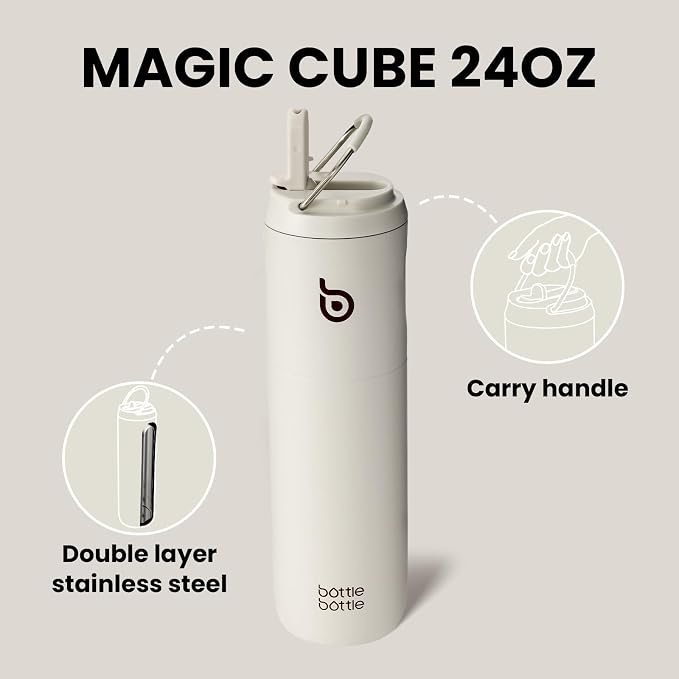 BOTTLE BOTTLE Insulated Water Bottle 24oz with Straw Lid and Handle Sports | for Travel Gym school,Stainless Steel Water Bottles,Double-Wall,Vacuum Metal,Leak Proof,BPA-Free