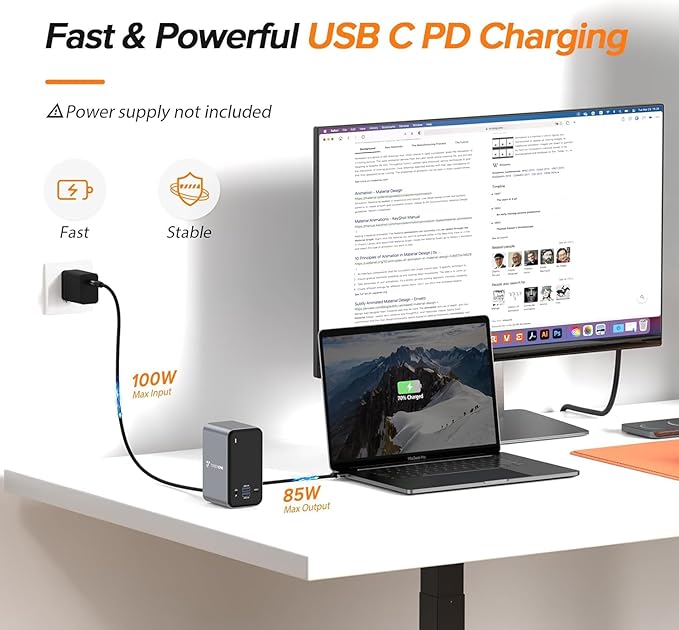 MacBook Pro Docking Station Dual Monitor with 2 4k HDMI Display,15 in 2 USB C Docking Station for MacBook with 2 HDMI, VGA, PD3.0, 7 USB Ports, RJ45 Ethernet & 3.5mm Audio (No Power Adapter)