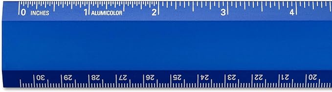 Alumicolor Aluminum Desk Ruler, 12IN, Blue