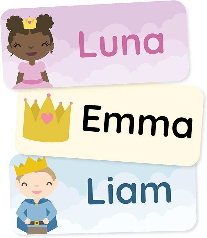 Personalized Name Labels for Kids (180) – Custom Waterproof & Durable Stickers for Clothing, Daycare, Office & School Supplies - Fairytale